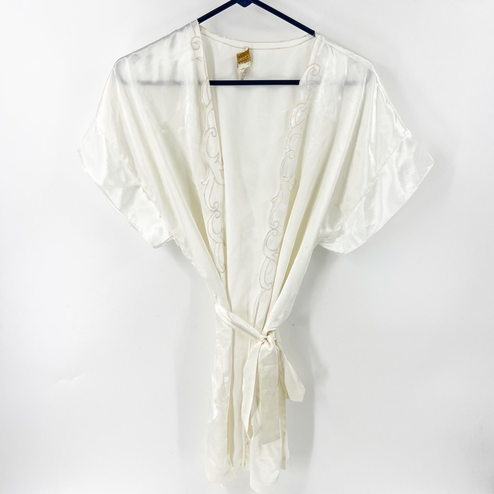 ✅ VICTORIA'S SECRET VINTAGE GOLD LABEL WHITE/BRIDAL SATIN ROBE WITH TIE SIZE MED